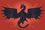 A symbol of the stylized dragon with wings
