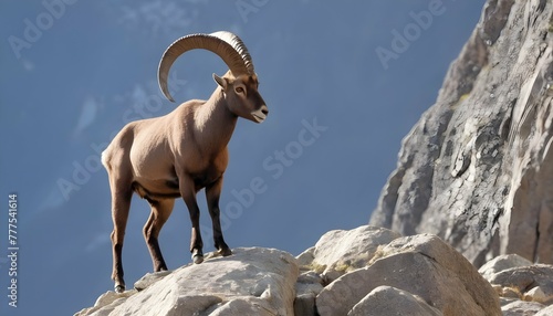 An-Ibex-Perched-Precariously-On-A-Rocky-Cliff-