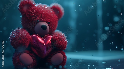 AI to produce an endearing image featuring a sweet red teddy bear holding a heart, complete with transparency attractive look