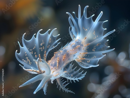 Ethereal Sea Angel:A Delicate Underwater Creature with Shimmering Wing-Like Appendages photo