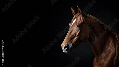 Close up of horse's head with its eyes open and looking forward. © valentyn640