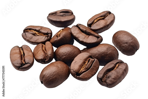 coffee beans isolated on transparent background cutout, PNG file.