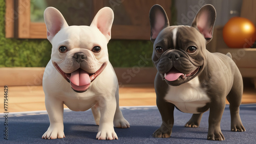 Smiling Frenchie: Delightful Jump Amidst the Fresh Green Grass