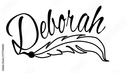 Deborah - black color - name written - Word with feather for websites, baby shower, greetings, banners, cards-shirt, sweatshirt, prints, cricut, silhouette, sublimation