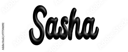 Sasha - black color  name - three-dimensional effect tubular writing - Vector graphics - Word for  presentations, greetings, banners, card, prints, cricut, silhouette, sublimation