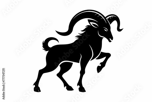 Brutal prancing ram logo black silhouette on white background