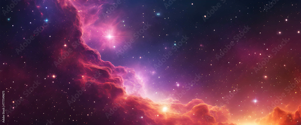 Starry Nebula in Cosmic Space, background, banner