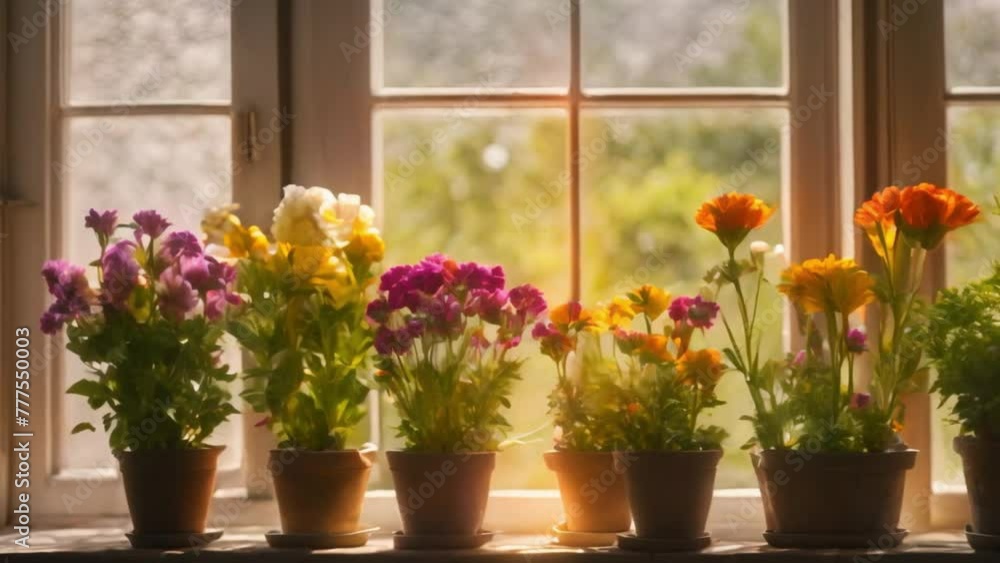 various kinds of flowers in pots in the room various kinds of flowers in pots in the room