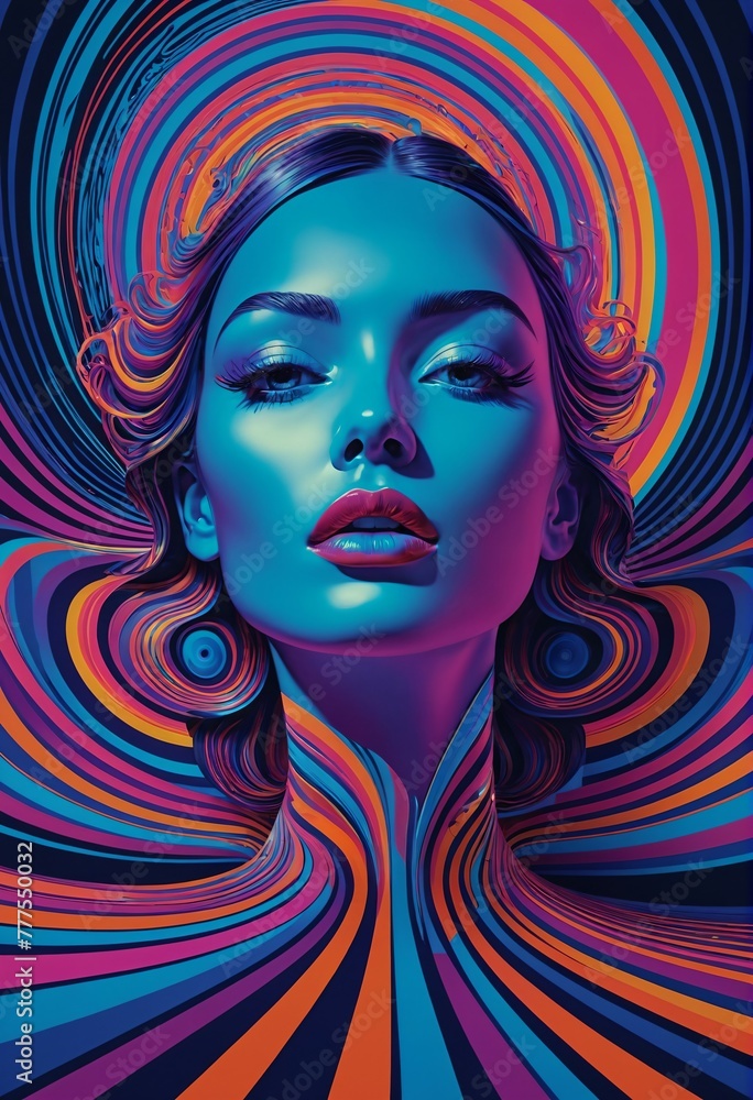 Fototapeta premium Psychodelic. Woman, abstraction. Digital art. Interior decoration, images to print as a picture for wall decoration.