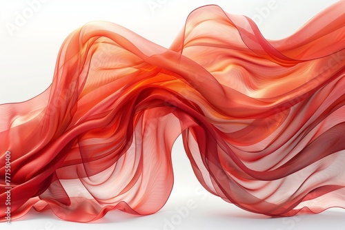 Elegant red fabric waves illusion art