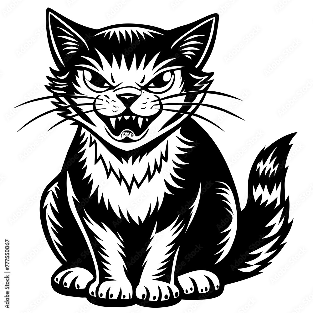 angry cat sitting vector 