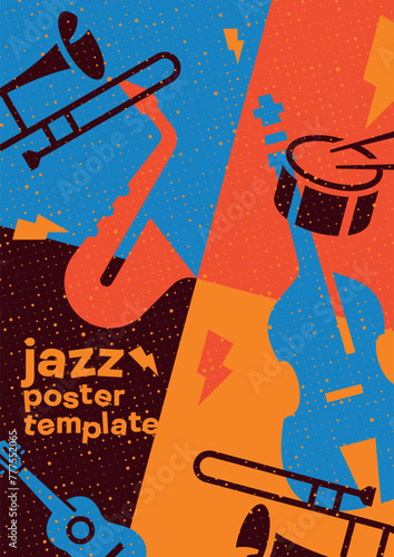Sticker Jazz poster. Vector template or background