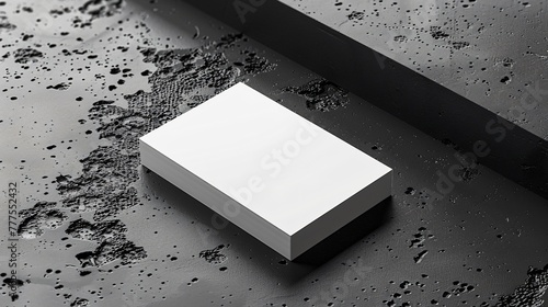 A single white business card mockup is sitting on a plain surface. © Anthony