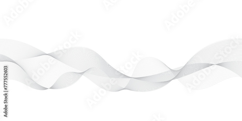 Gray and white abstract background with flowing particles. Digital future technology concept. Abstract white paper wave background and abstract gradient and white wave curve lines.