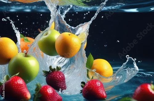 fruits falling into water