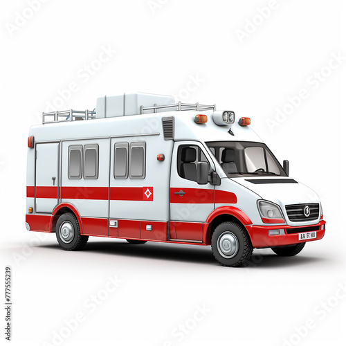 3d photo of ambulance on white background made with generative ai