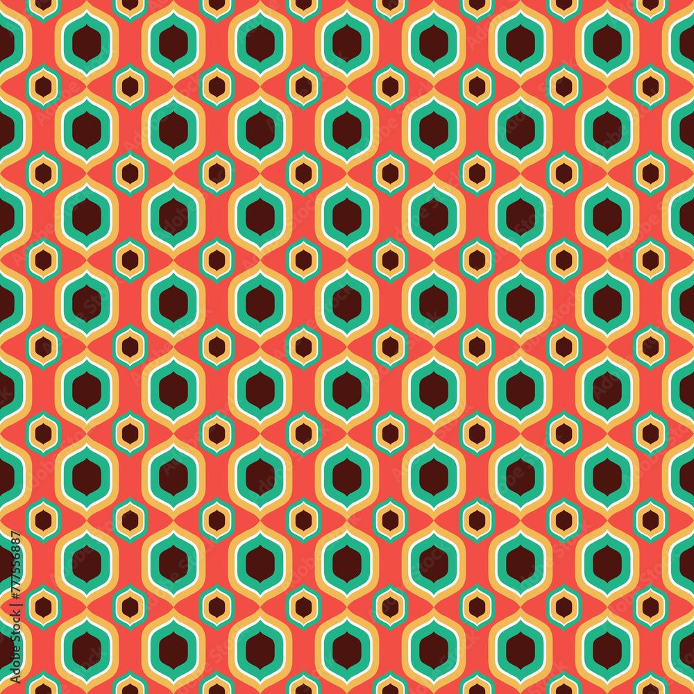 Retro 1970s Orange Yellow Blue Brown Mid Century Pattern Retro 1970s Orange Yellow Blue Brown Mid Century Pattern