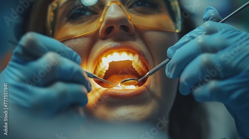 Witness the dentist's adept hands as they skillfully manage decay, demonstrating the importance of proactive oral care for lasting health.
 photo