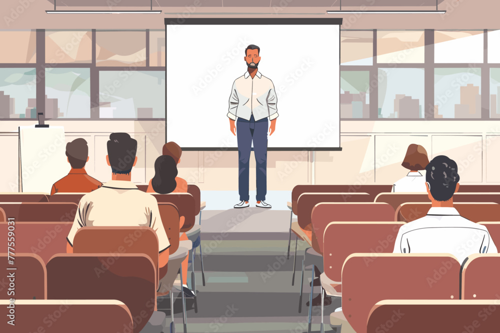 Businessman attending skill-building workshop or training seminar, focusing on workplace learning and professional development