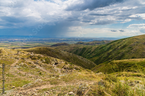 landscape with mountains and blue sky