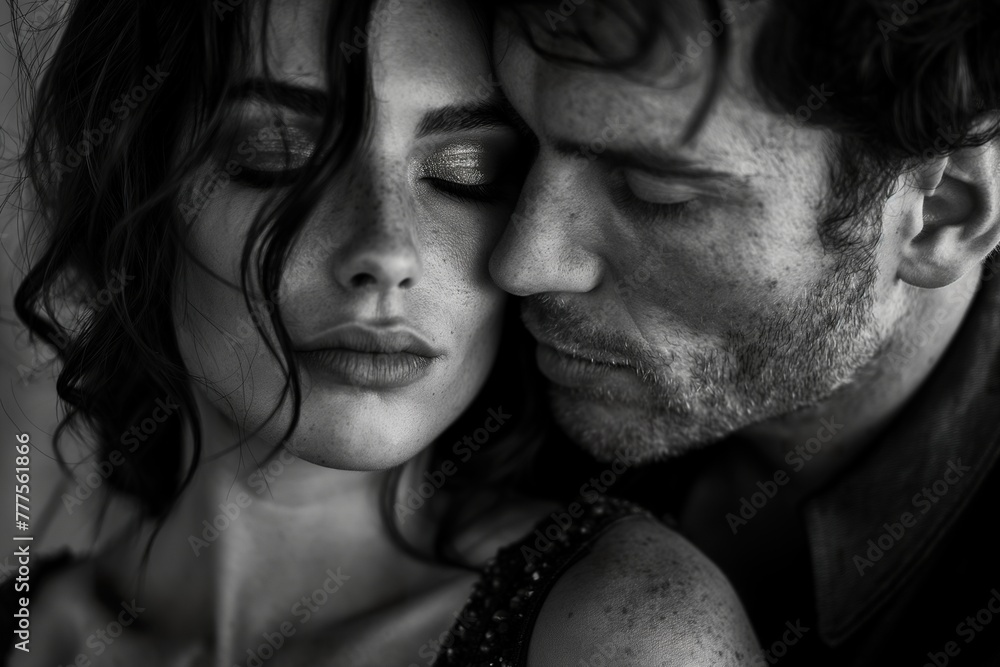 Love couple wedding commercial background; a serene monochrome close-up symbolizing deep connection Love couple wedding commercial background; a serene monochrome close-up symbolizing deep connection