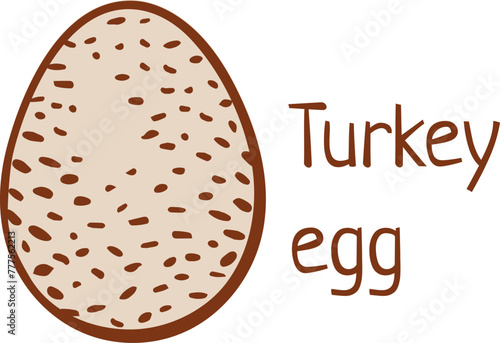 turkey egg. Vector doodle cartoon illustration isolated on white background for easter poster, card,  farm products, menu, cookbook design, biological illustration, organic farming package, poultry 