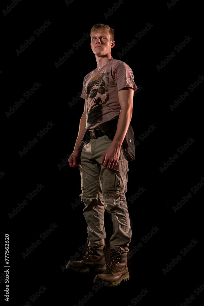 Confident Young Man Standing Strong in Casual Attire - Image Banner
