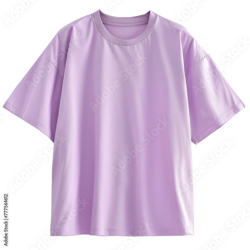 Oversized Light Purple Blank T-shirt Mockup Isolated On White Background