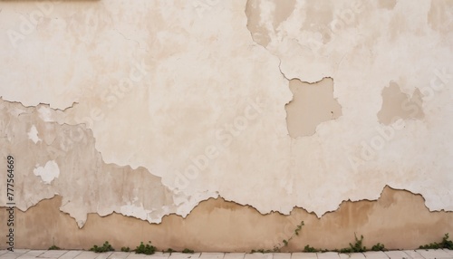 Weathered exterior wall texture with peeling and cracked paint, showcasing the beauty in decay and the passage of time, ideal for textural backgrounds.