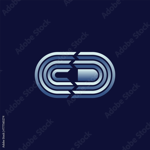 CD initials logo modern futuristic style suitable shiny color