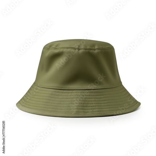 Olive Green Bucket Hat Mockup Isolated On White Background