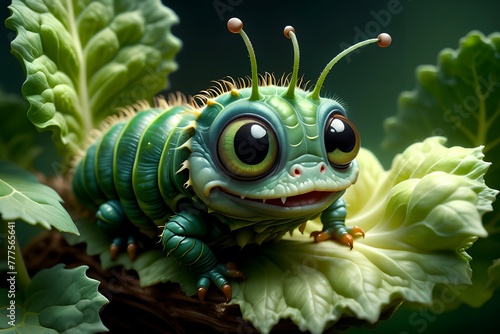 pest caterpillar eats cabbage. © Peredniankina