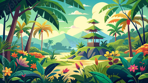 background-bali--palms--flowers-jungle