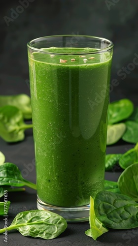 Green spinach smoothie.
Concept: superfoods healthy lifestyle and nutrition, including detox programs and green diets, organic grocery stores and healthy cafes.