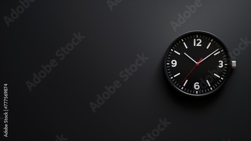 Wallpaper Mural Black wall clock with white markings on dark background, showing time approximately 10:10 Torontodigital.ca