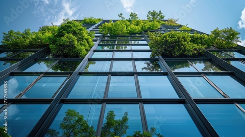 Eco-friendly and sustainable modern factory building in the industrial zone, green plants reducing carbon for environment , Ai generated for ads