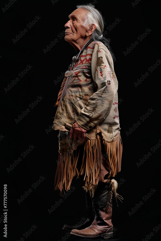 Portrait of Wisdom and Heritage: Traditional Native Attire Showcase Banner