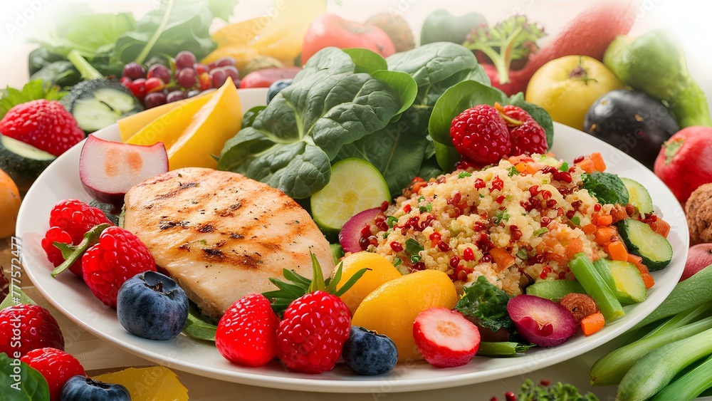 An illustration of a balanced and nutritious meal An illustration of a balanced and nutritious meal