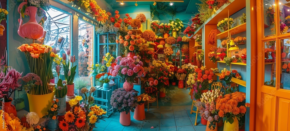 flower shop. Flower shop. Photo. bright colors. generative ai