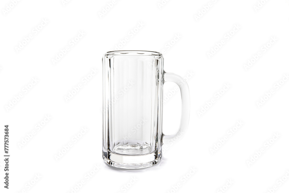 An empty glass beer stein isolated on white An empty glass beer stein isolated on white