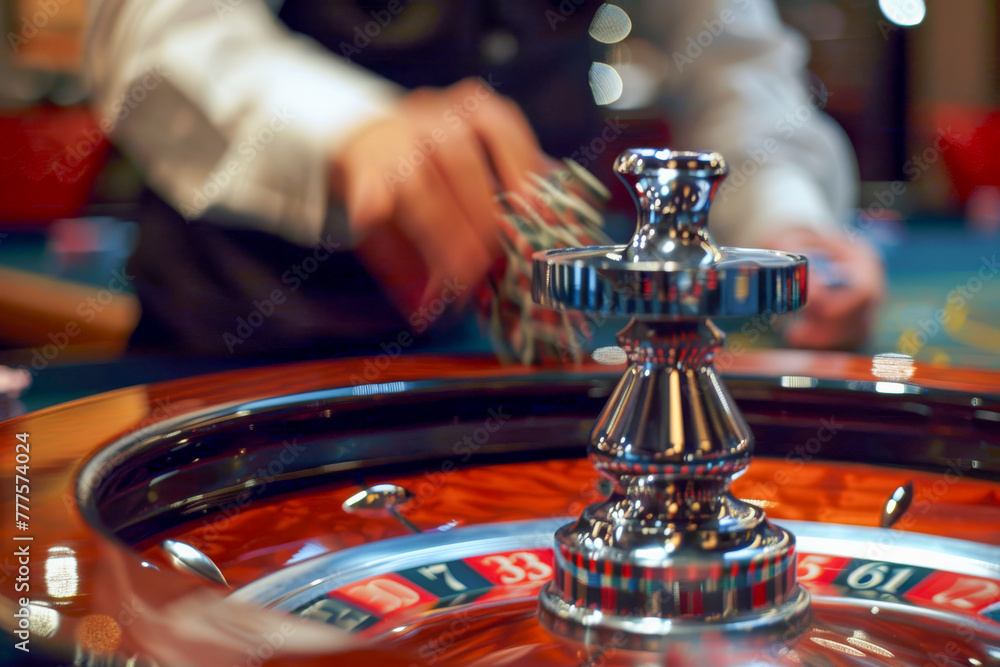 Naklejka premium A spinning casino roulette wheel
