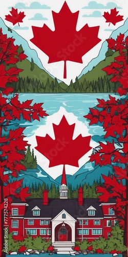 Canada Day. the flag of Canada. people are holding the flag of Canada. nature of Canada photo