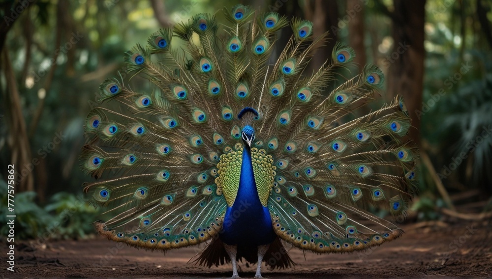 Obraz premium peacock with feathers out