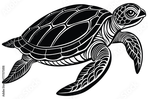 Archelon prehistoric animal black and white vector