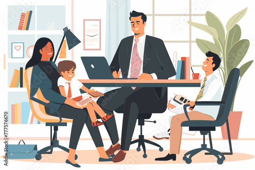 Contented businessman enjoys quality time with his family, illustrating the benefits of workplace flexibility and the importance of maintaining a healthy work-life balance
