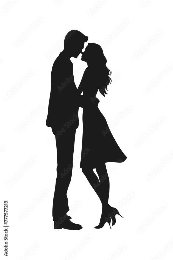 silhouette of a beautiful couple vector
