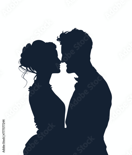 silhouette of a beautiful couple vector