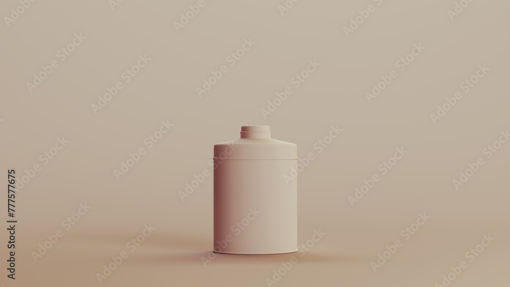 Flask talc talcum powder tin neutral backgrounds soft tones beige brown background pottery 3d illustration render digital rendering