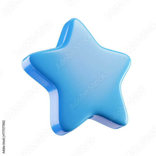 blue star icon. 3d rendering of smooth blue star isolated on transparent background. ai generative 