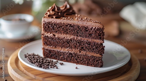 Chocolate Cake on Black Plate